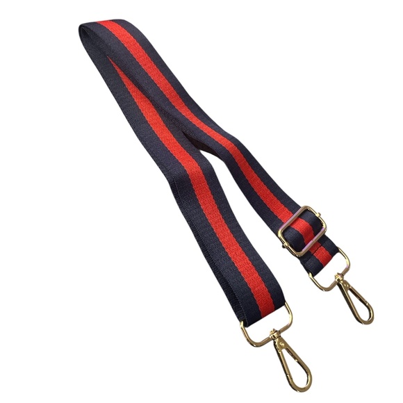 GUCCI GG Navy +Red Clutch Bag Sherry Line w Free Organizer Strap Converter - Picture 9 of 11